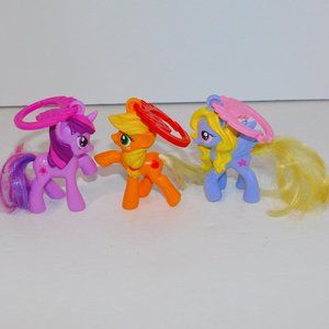 Lot 3 Hasbro McDonalds 2012 My Little Pony Backpack Clips 3"